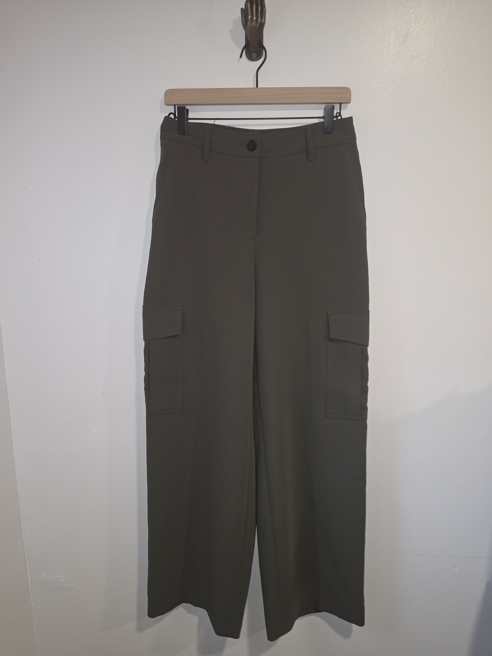 Aritzia Wilfred Bridger Olive Green Wide Leg Cargo Trouser Pants Women's SZ 6